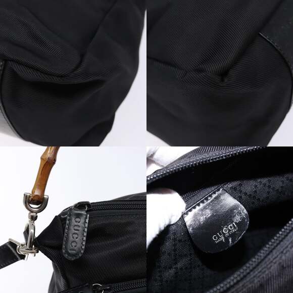 GUCCI Bamboo Hand Bag Nylon Black Silver 000 2404 000 2404 - Picture 11 of 13